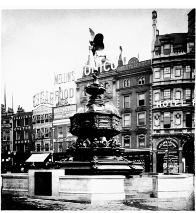 Piccadilly Circus 1893 - North-east side and Shaftesbury Memorial Fountain.jpg. Click on the picture to enlarge
